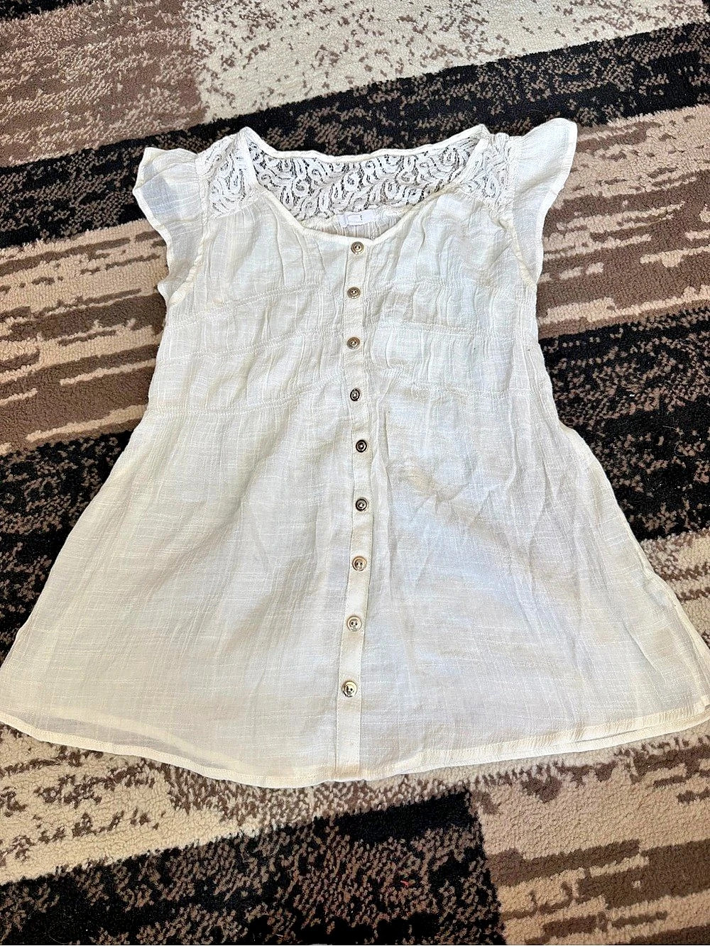 Women’s baby doll white Lace Button-Front shirt